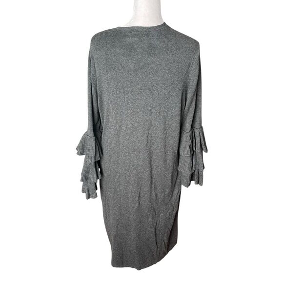 A New Day Large Sweater Dress 3/4 Tiered Sleeve Dark Gray Casual Career - Picture 7 of 7